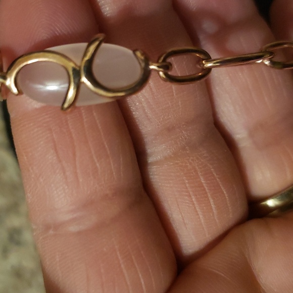 2 Jewels, Faux Pink Jade, Link Rose Gold Necklace - Picture 5 of 5